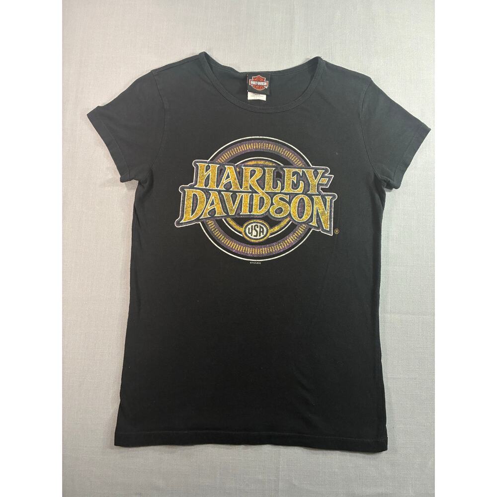 Harley Davidson T Shirt Womens Small Black Orlando Florida Graphic Tee